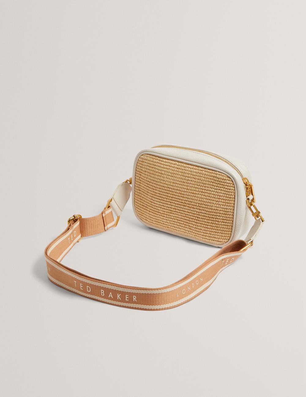 Ecru Ted Baker BARDAS - Faux Raffia Leather Trim Webbing Camera Women Camera Bag | Canada  RCO-470923