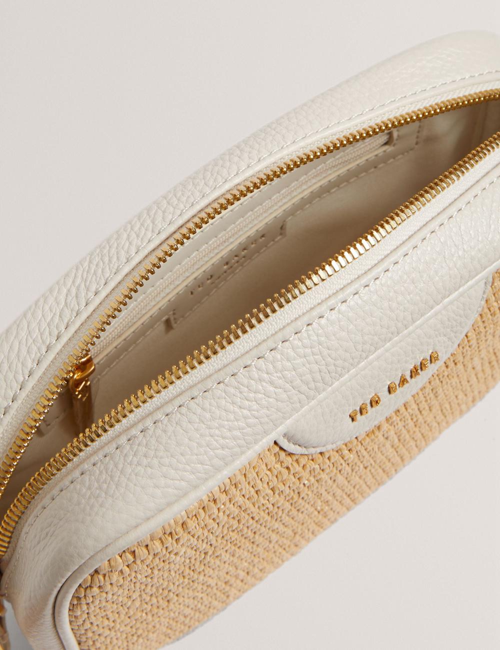 Ecru Ted Baker BARDAS - Faux Raffia Leather Trim Webbing Camera Women Camera Bag | Canada  RCO-470923