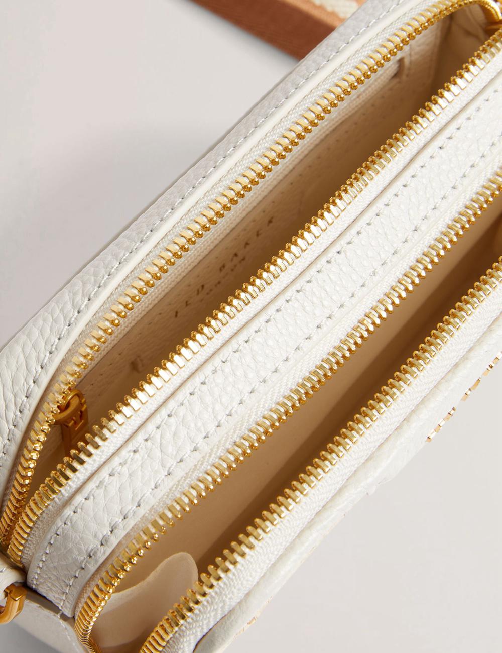 Ecru Ted Baker BARIA - Faux Raffia Leather Trim Mini Camera Women Camera Bag | Canada  EIF-984067