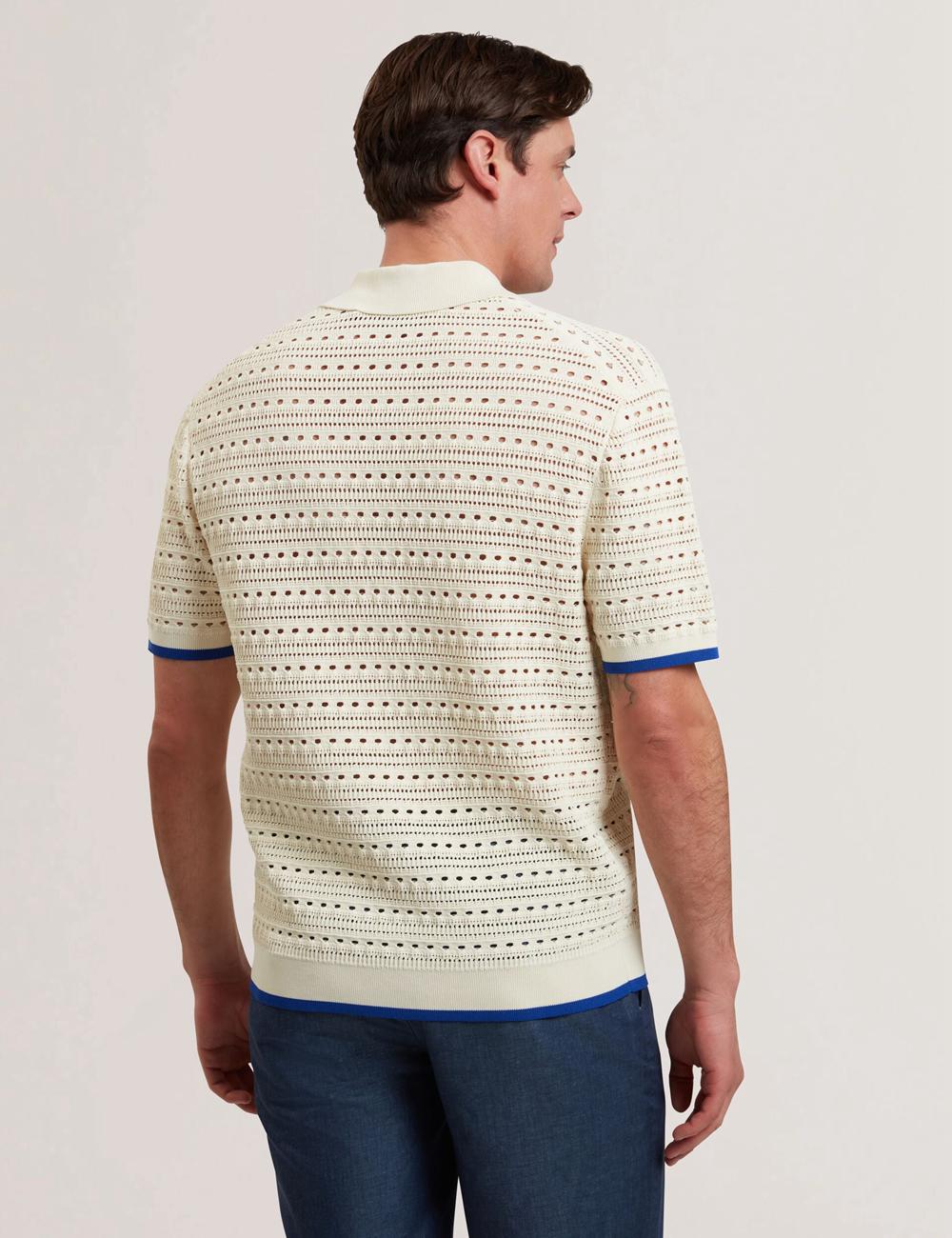 Ecru Ted Baker BARRI - Short Sleeve Crochet Embroidered Men Casual Shirts | Canada  IHK-789253