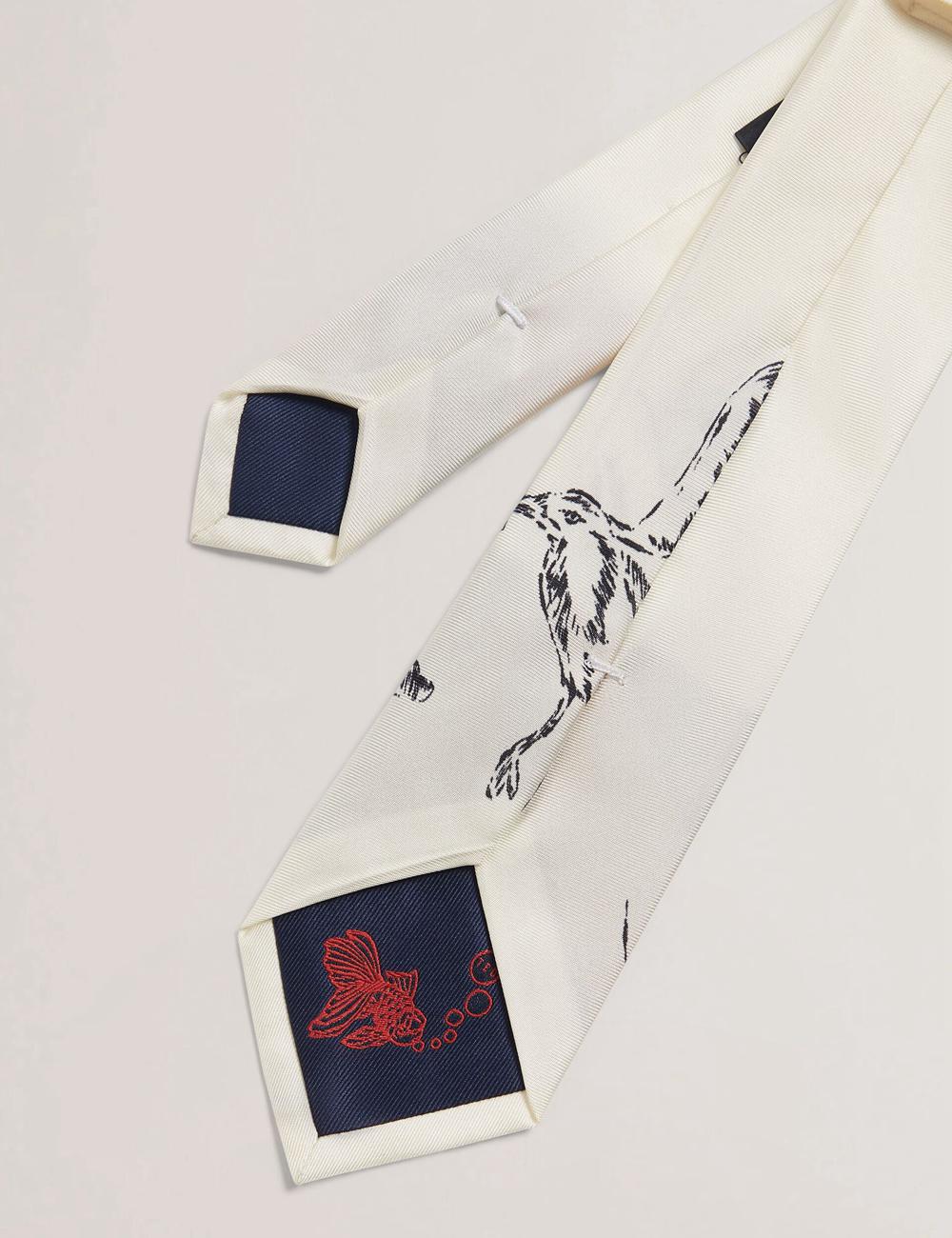 Ecru Ted Baker BENHALL - Seagull Graphic Silk Men Ties | Canada  AGL-540236