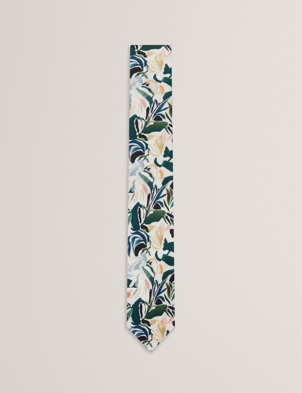 Ecru Ted Baker BOYTONN - Painted Floral Print Silk Men Ties | Canada  FGR-143652