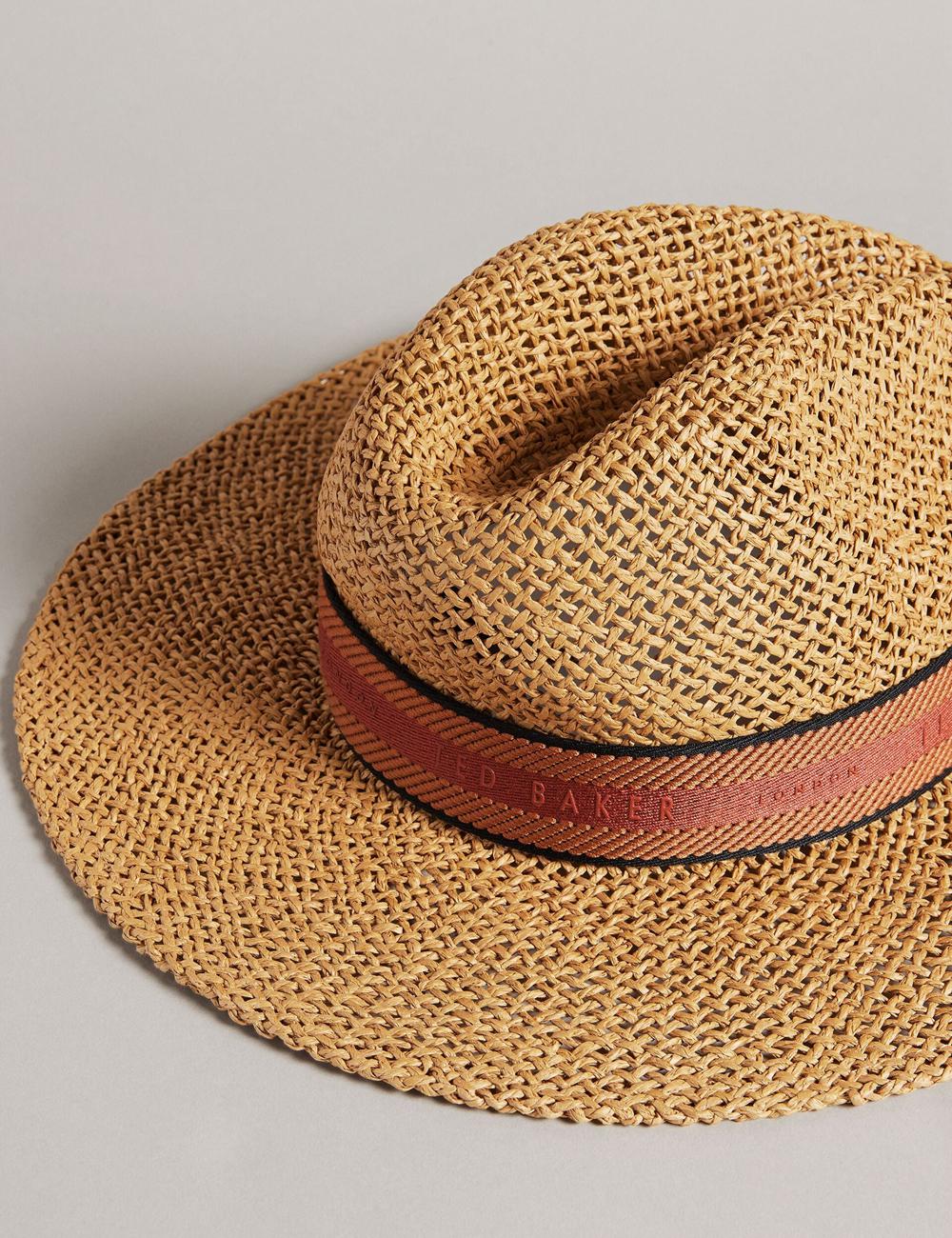 Ecru Ted Baker CLAIRIE - Straw Webbing Trim Women Fedora Hats | Canada  IHO-097318
