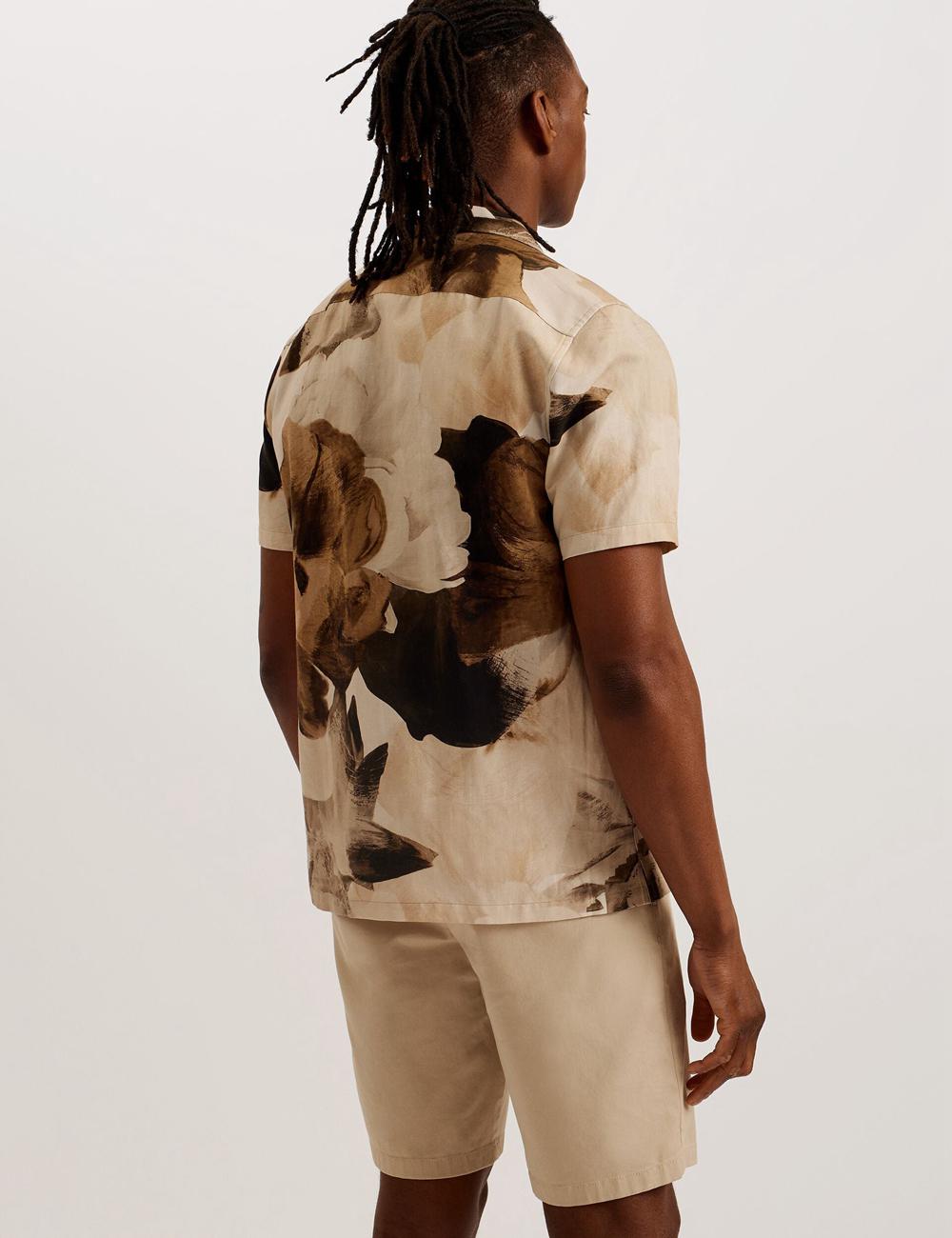 Ecru Ted Baker HENRIS - Short Sleeve Relaxed Floral Print Men Casual Shirts | Canada  VBH-905684