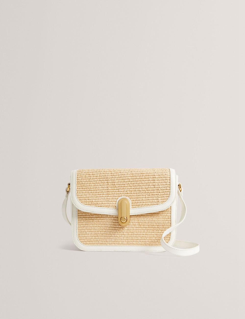 Ecru Ted Baker KKASSIA - Faux Raffia Twist Lock Crossbody Satchel Women Satchel Bags | Canada  GKY-907521