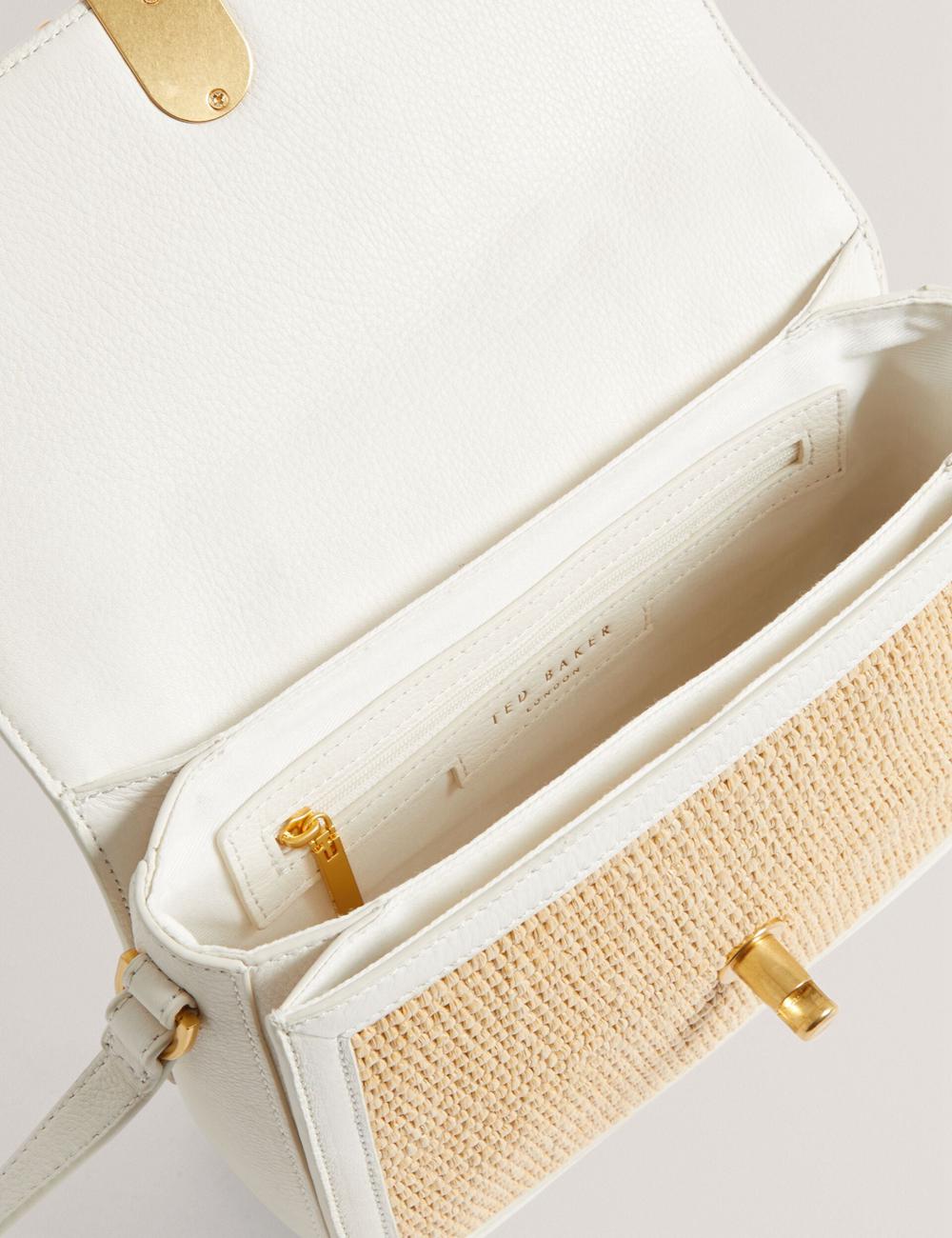 Ecru Ted Baker KKASSIA - Faux Raffia Twist Lock Crossbody Satchel Women Satchel Bags | Canada  GKY-907521