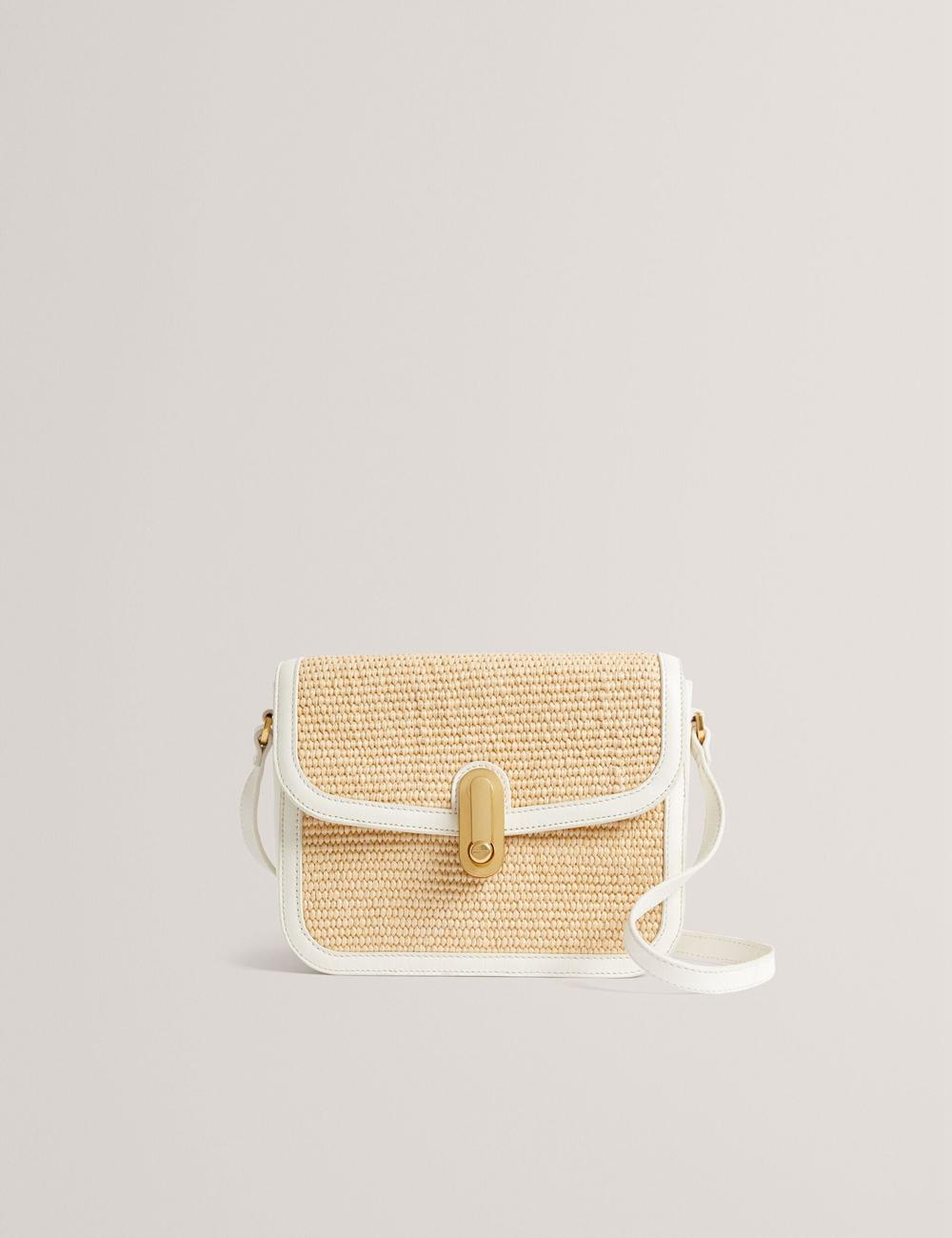 Ecru Ted Baker KKASSIA - Faux Raffia Twist Lock Crossbody Satchel Women Satchel Bags | Canada  GKY-907521