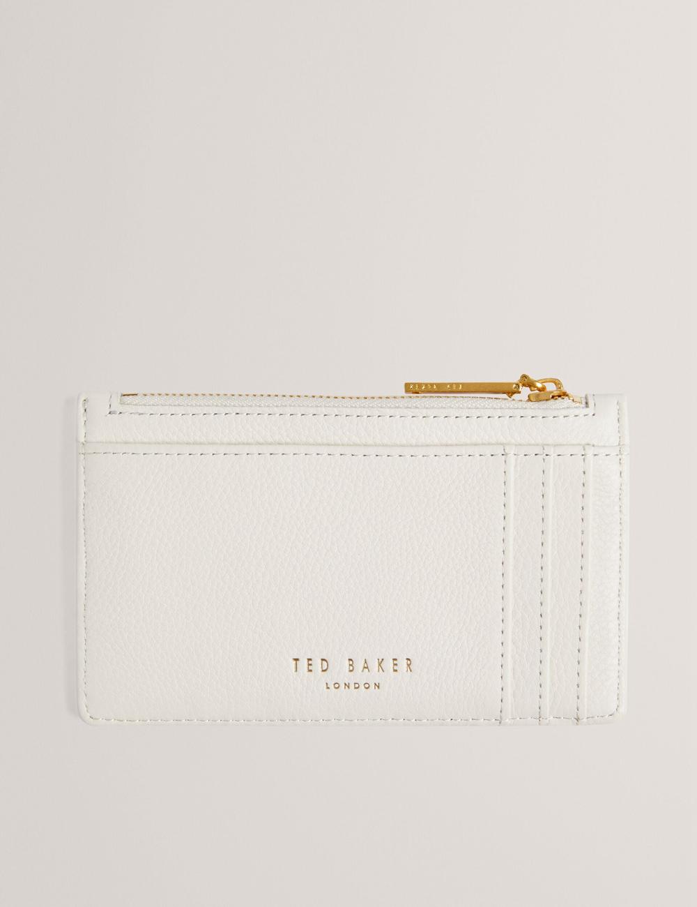 Ecru Ted Baker MARLEAH - TB Logo Leather Zip Card Holder Women Wallets | Canada  HSV-816450