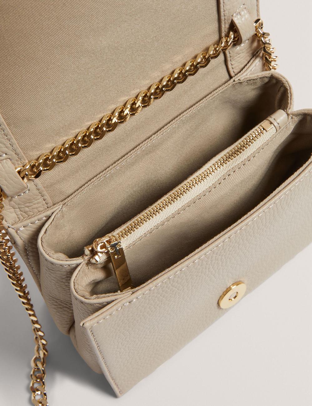 Ecru Ted Baker ROUSEN - Bar Detail Fold Over Leather Women Crossbody Bags | Canada  PGS-240695