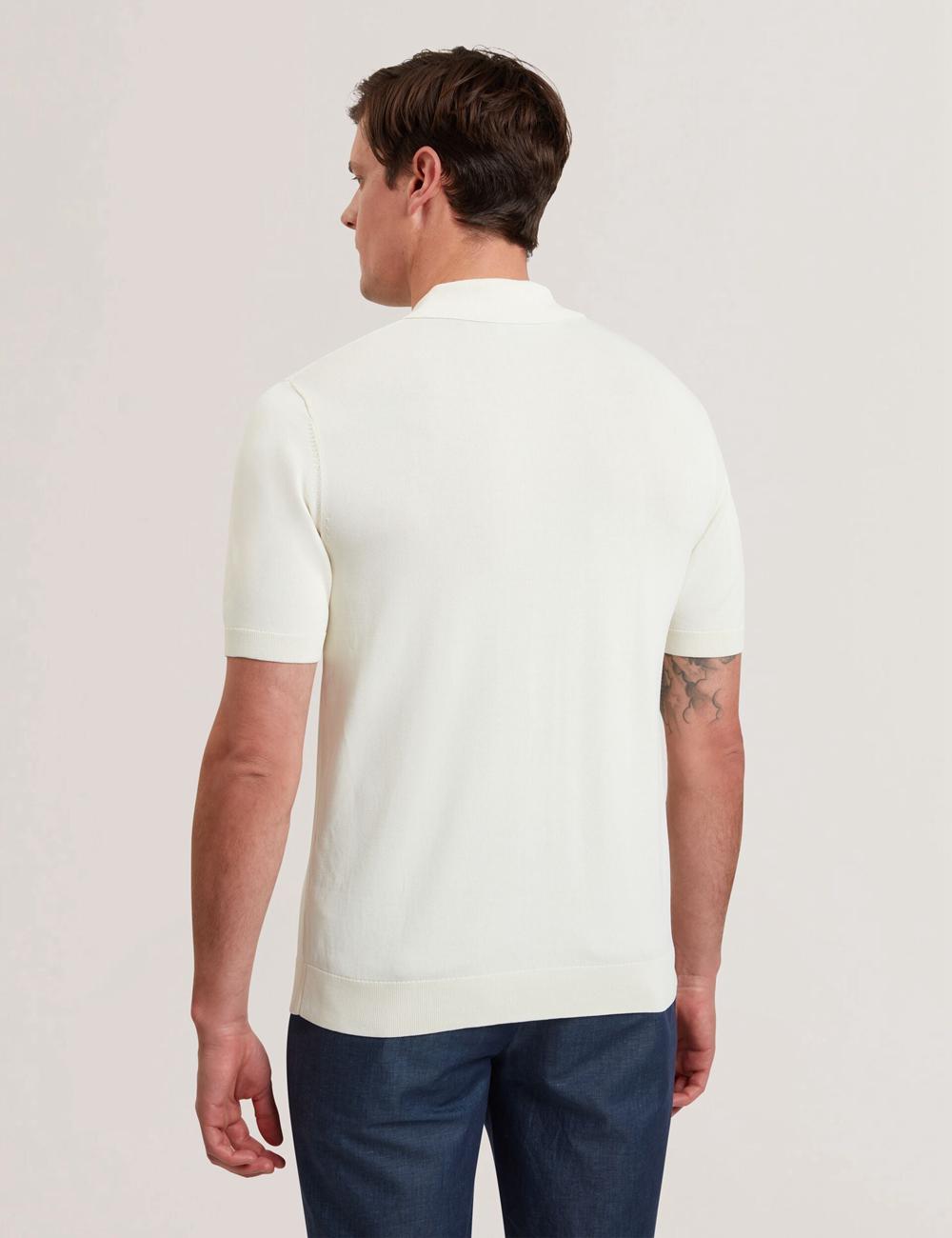 Ecru Ted Baker RUITS - Short Sleeve Floral Placement Men Polos Shirts | Canada  RQJ-791840