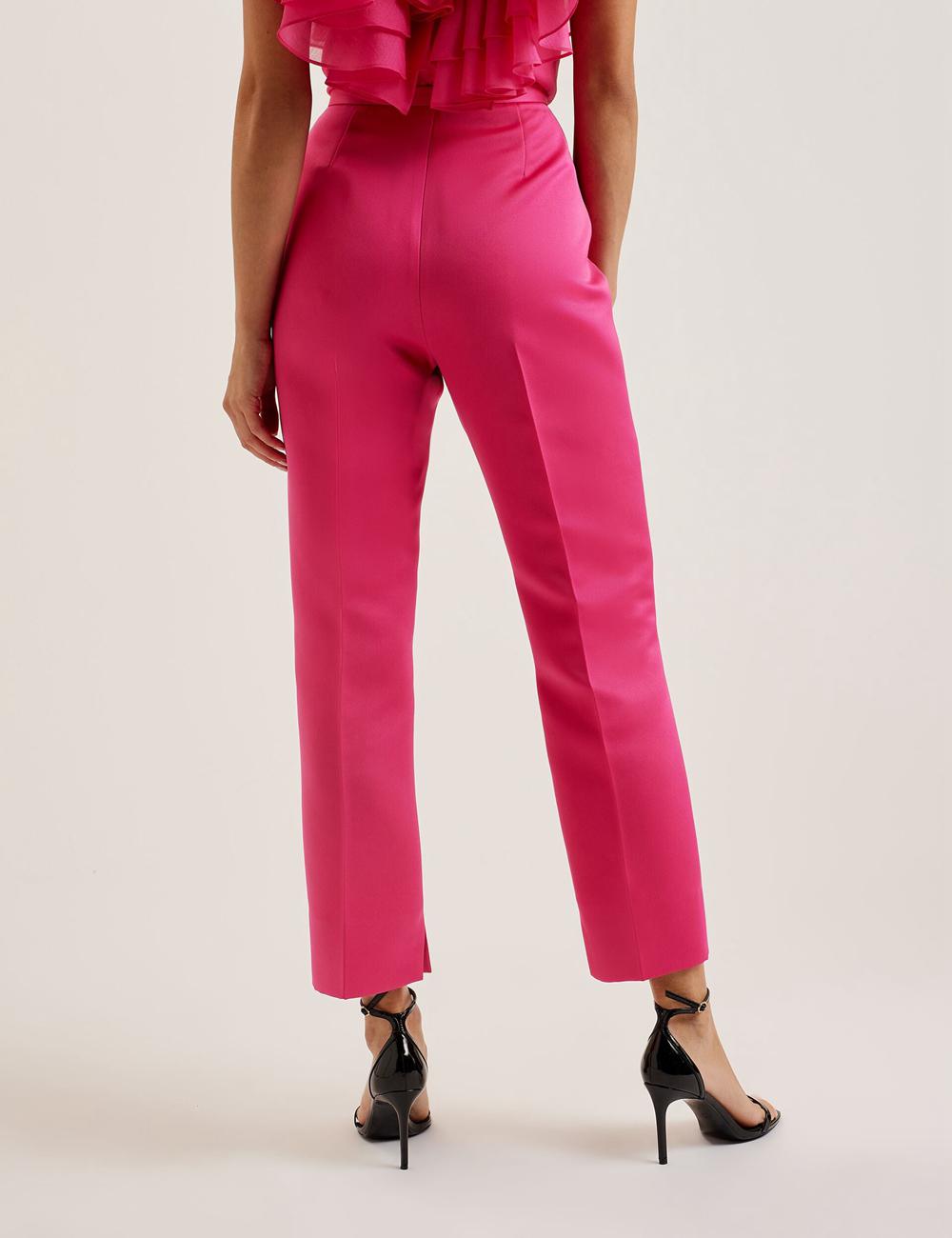 Fuchsia Ted Baker AKENIT - Satin Tailored Slim Leg Women Trousers | Canada  SDM-932047