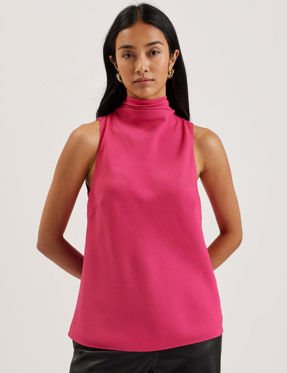 Fuchsia Ted Baker ANINI - Textured High Neck Sleeveless Top Women Blouses | Canada  SVL-240967