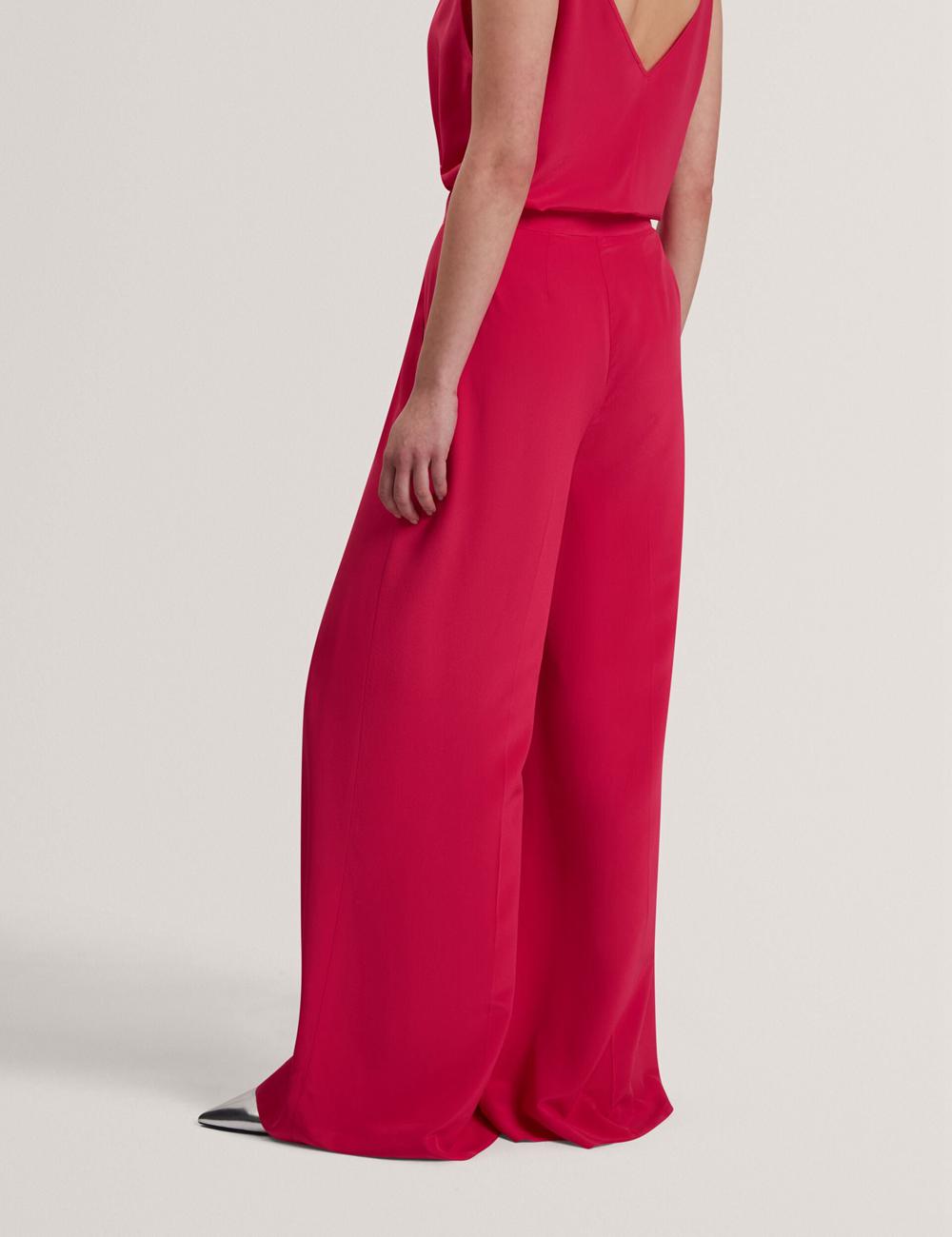 Fuchsia Ted Baker CARLOET - Silk Wide Leg Tailored Women Trousers | Canada  FOC-842076