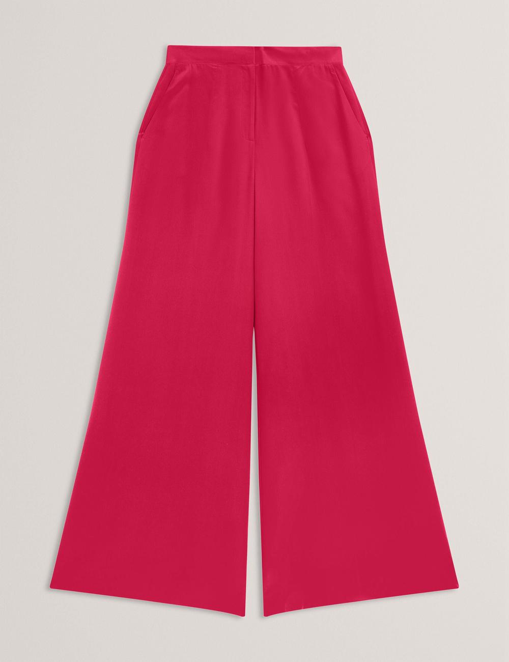 Fuchsia Ted Baker CARLOET - Silk Wide Leg Tailored Women Trousers | Canada  FOC-842076