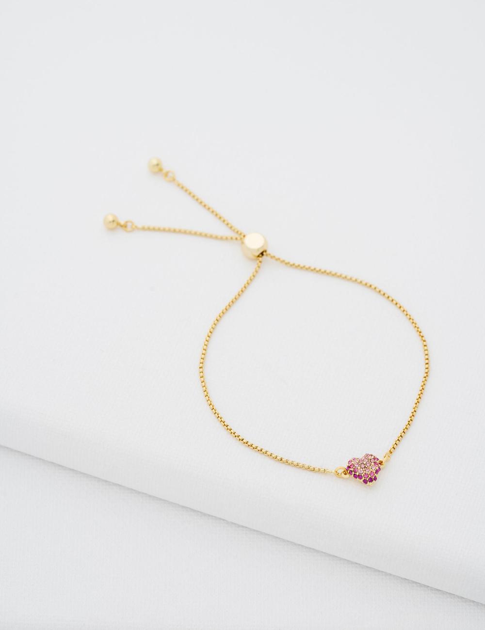 Gold Ted Baker ADORIA - Mini Crystal Heart Adjustable Women Bracelets | Canada  MRG-380756