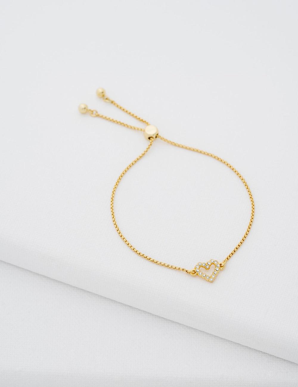Gold Ted Baker AMORITA - Crystal Open Heart Adjustable Women Bracelets | Canada  UJA-513629
