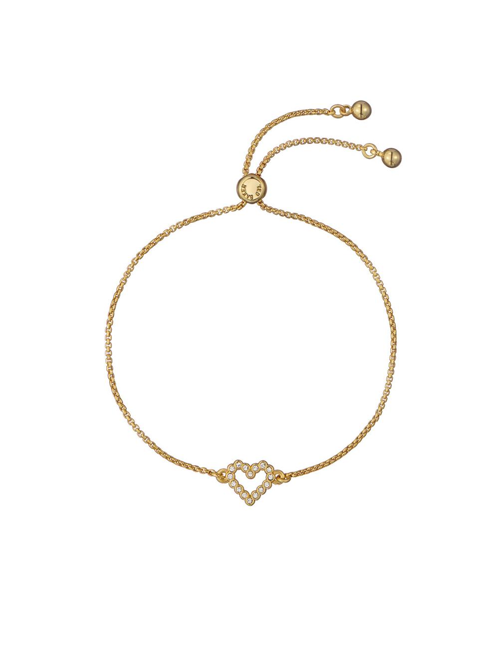 Gold Ted Baker AMORITA - Crystal Open Heart Adjustable Women Bracelets | Canada  UJA-513629