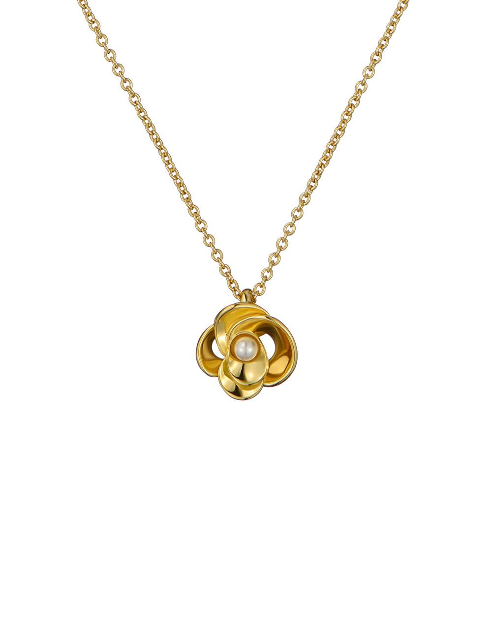Gold Ted Baker FLORA - Pearl Detail Flower Pendant Women Necklaces | Canada  ZKO-783516
