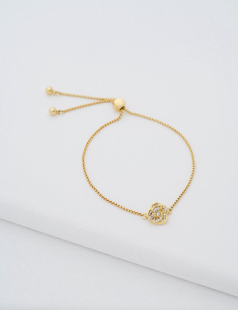 Gold Ted Baker FLORINA - Crystal Flower Adjustable Women Bracelets | Canada  FEC-678092