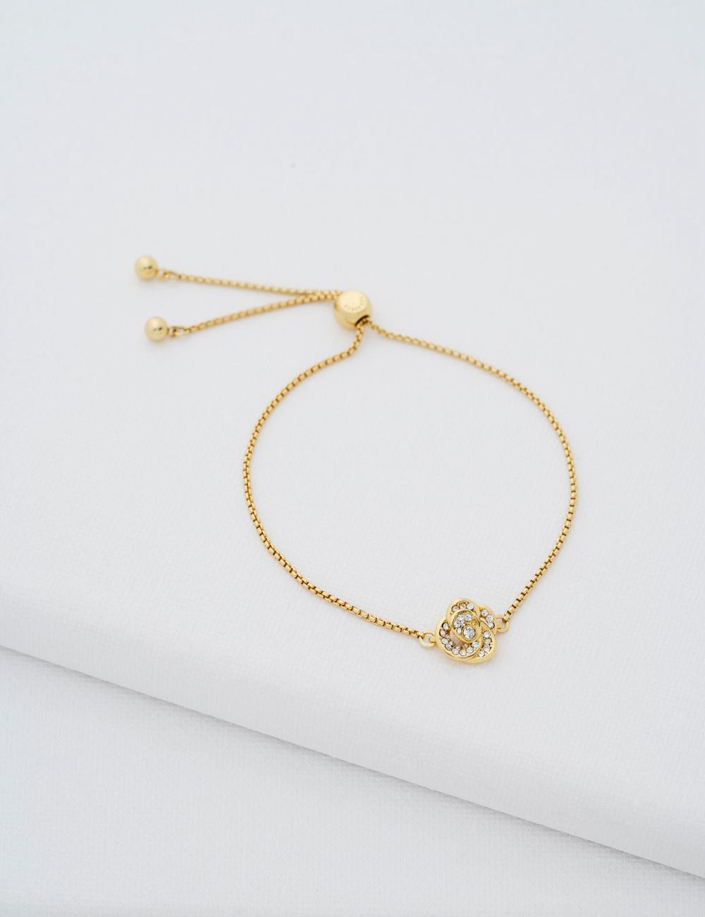 Gold Ted Baker FLORINA - Crystal Flower Adjustable Women Bracelets | Canada  FEC-678092
