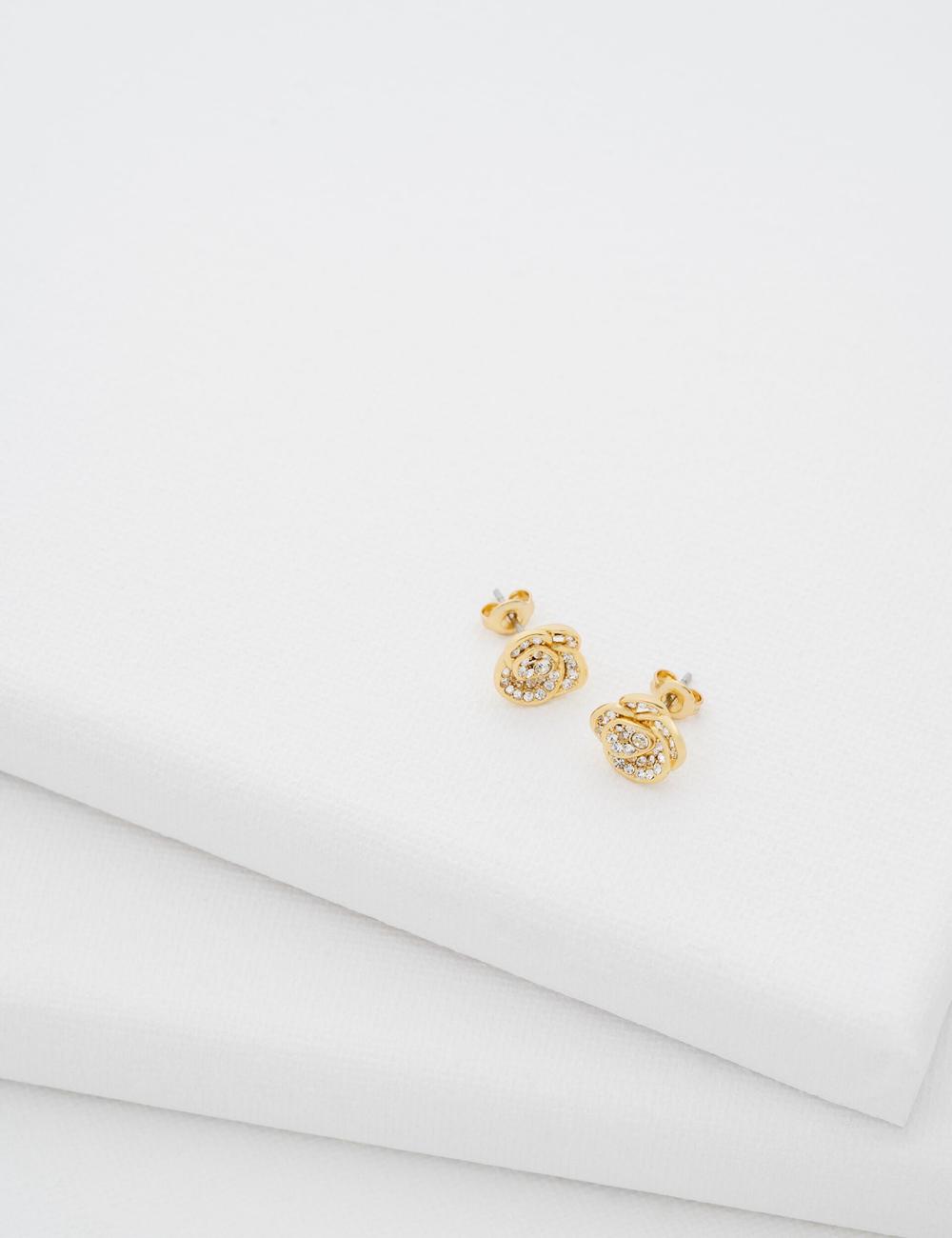 Gold Ted Baker FLORINE - Crystal Flower Stud Women Earrings | Canada  RSE-482796