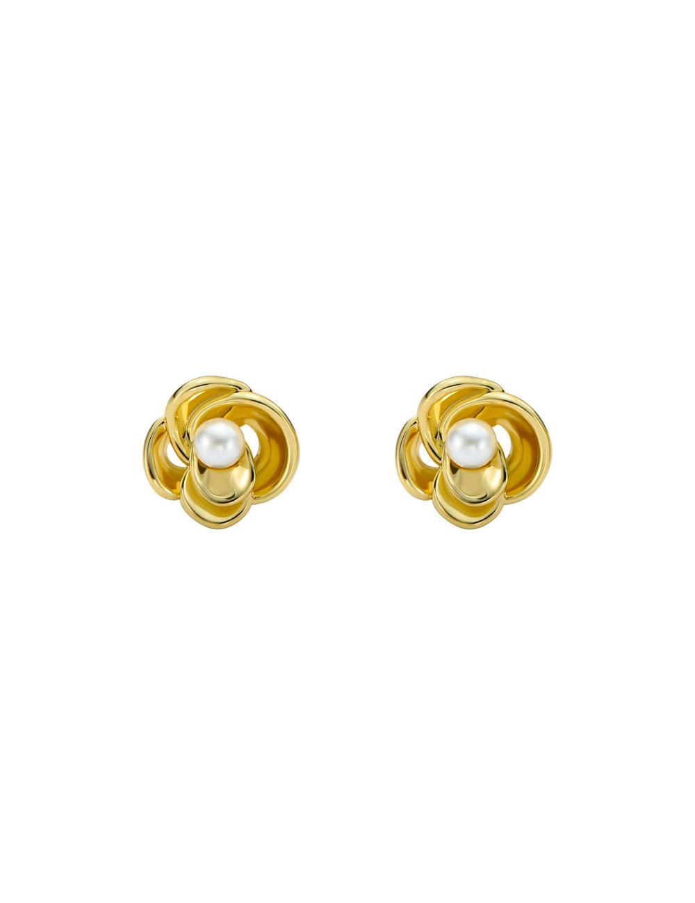 Gold Ted Baker FLO - Pearl Flower Stud Women Earrings | Canada  YBW-436721