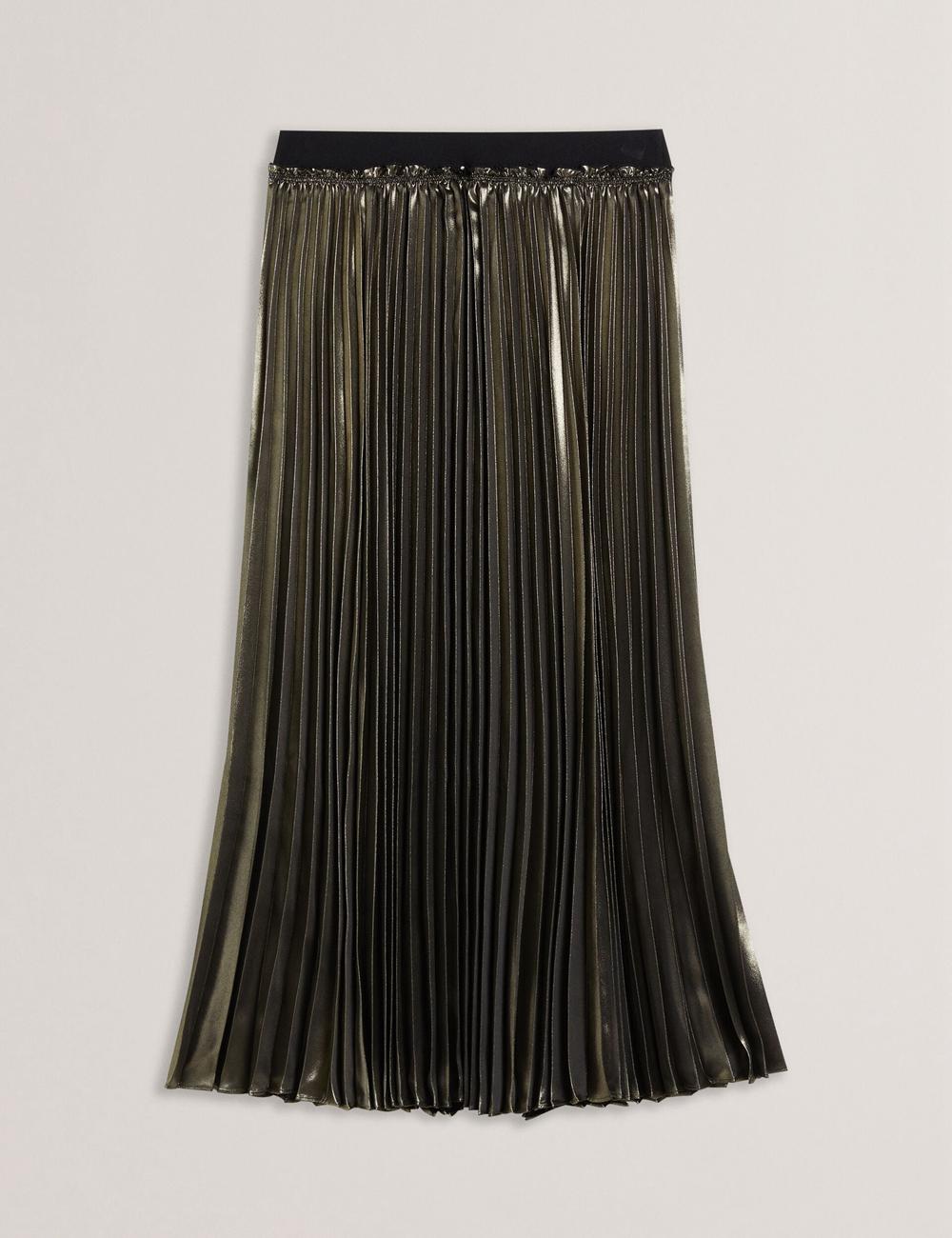 Gold Ted Baker KESE - Metallic Pleated A-Line Women Midi Skirts | Canada  LUI-074653