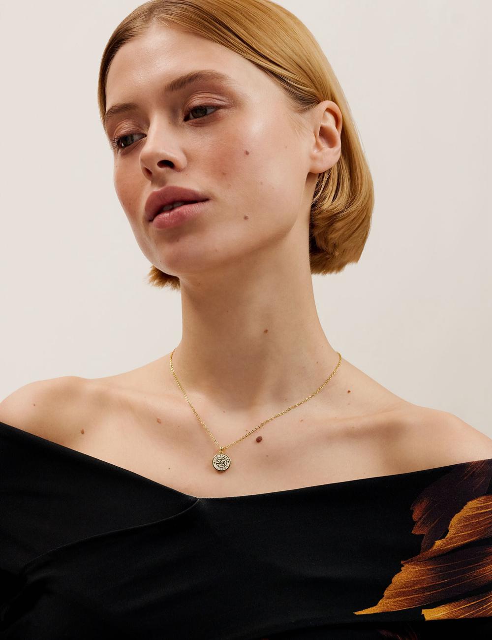 Gold Ted Baker MONELLA - Monogram Logo Coin Pendant Women Necklaces | Canada  NAZ-043816