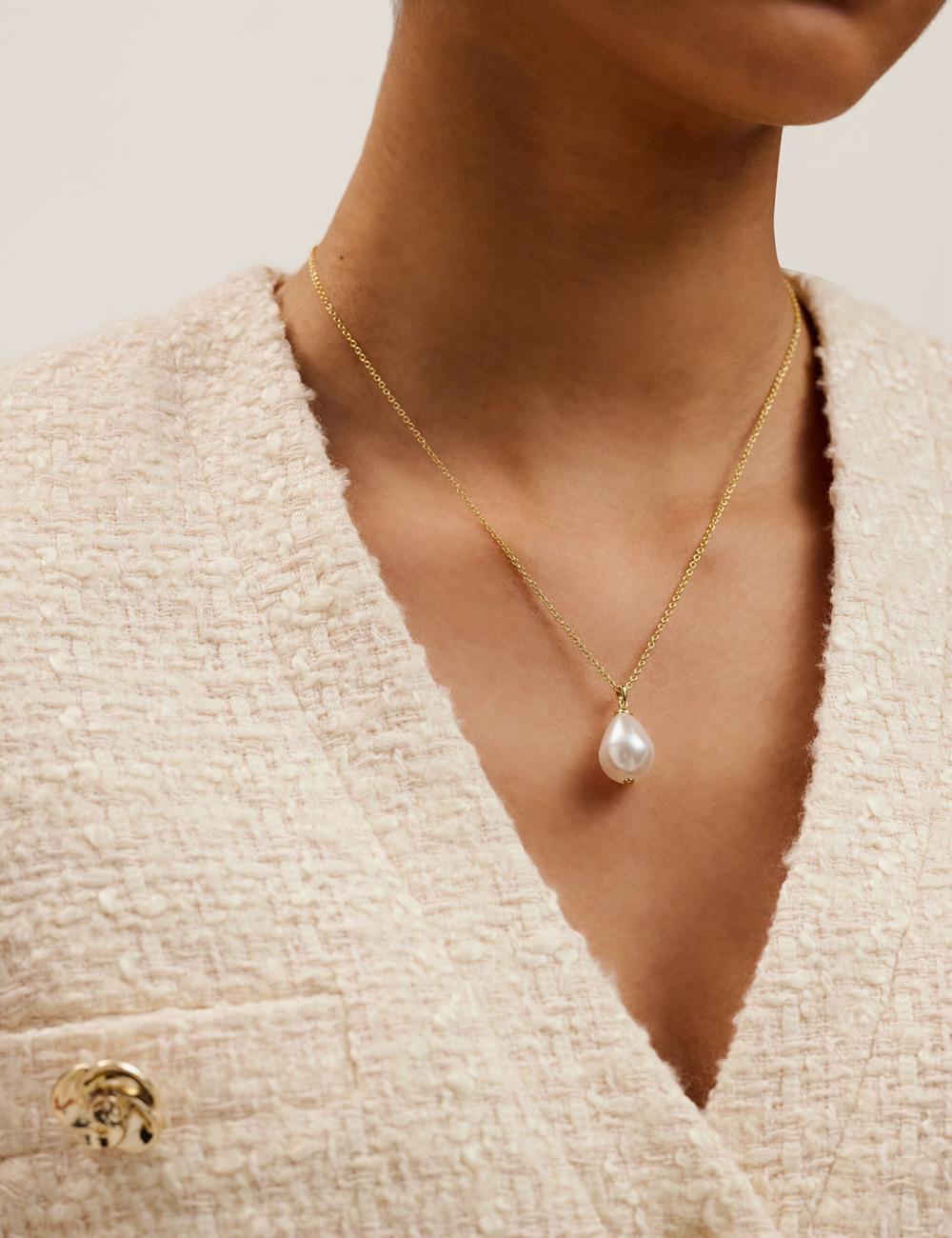 Gold Ted Baker PARMLIA - Pearl Drop Pendant Women Necklaces | Canada  PFO-015246
