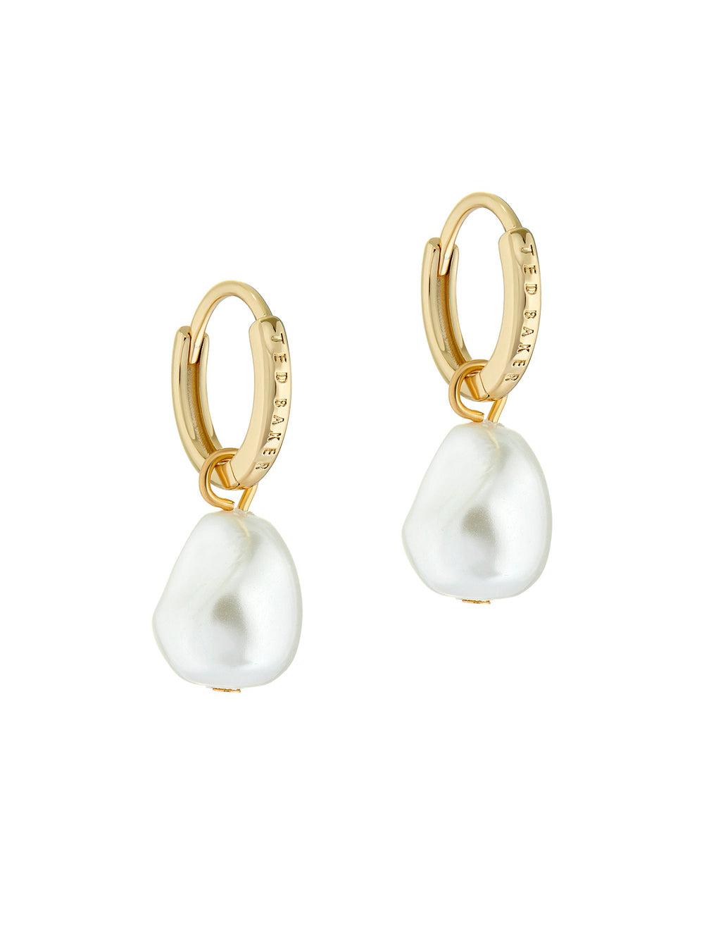 Gold Ted Baker PERIAA - Pearl Drop Pendant Huggie Women Earrings | Canada  MUB-945307
