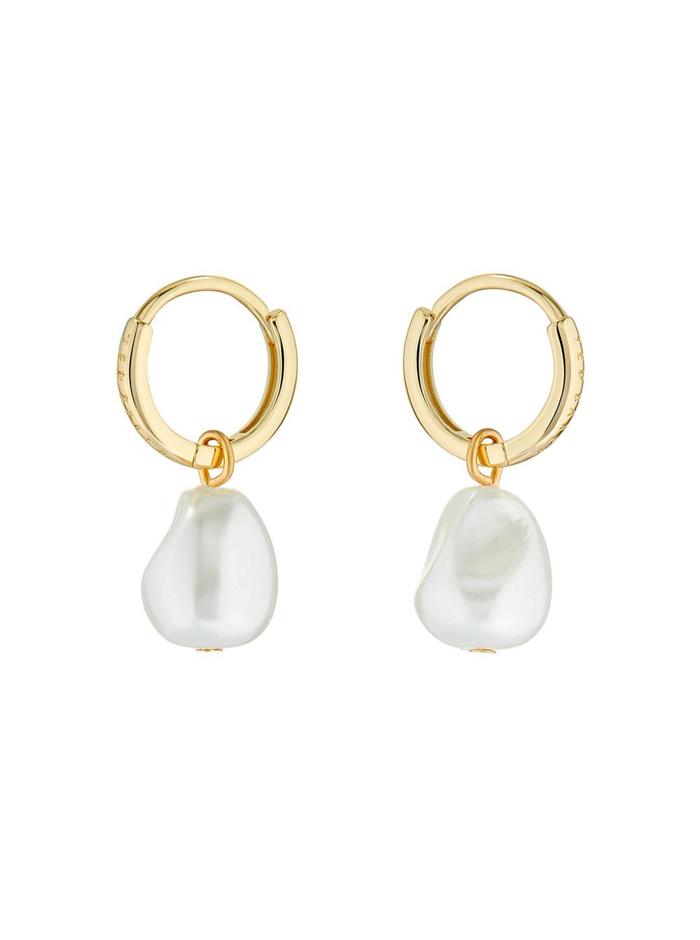 Gold Ted Baker PERIAA - Pearl Drop Pendant Huggie Women Earrings | Canada  MUB-945307