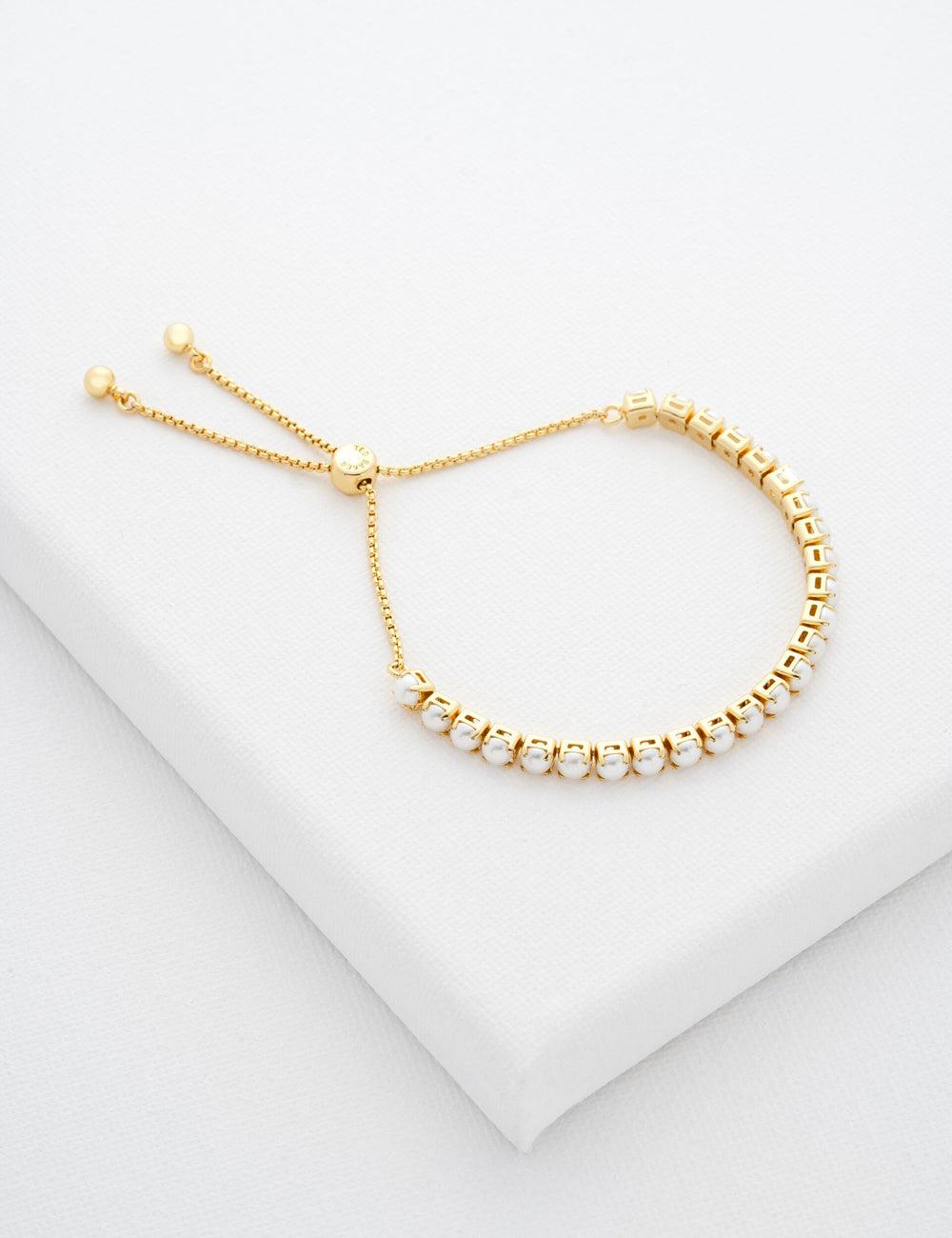 Gold Ted Baker PERRMEL - Pearl Adjustable Tennis Women Bracelets | Canada  QAS-258163