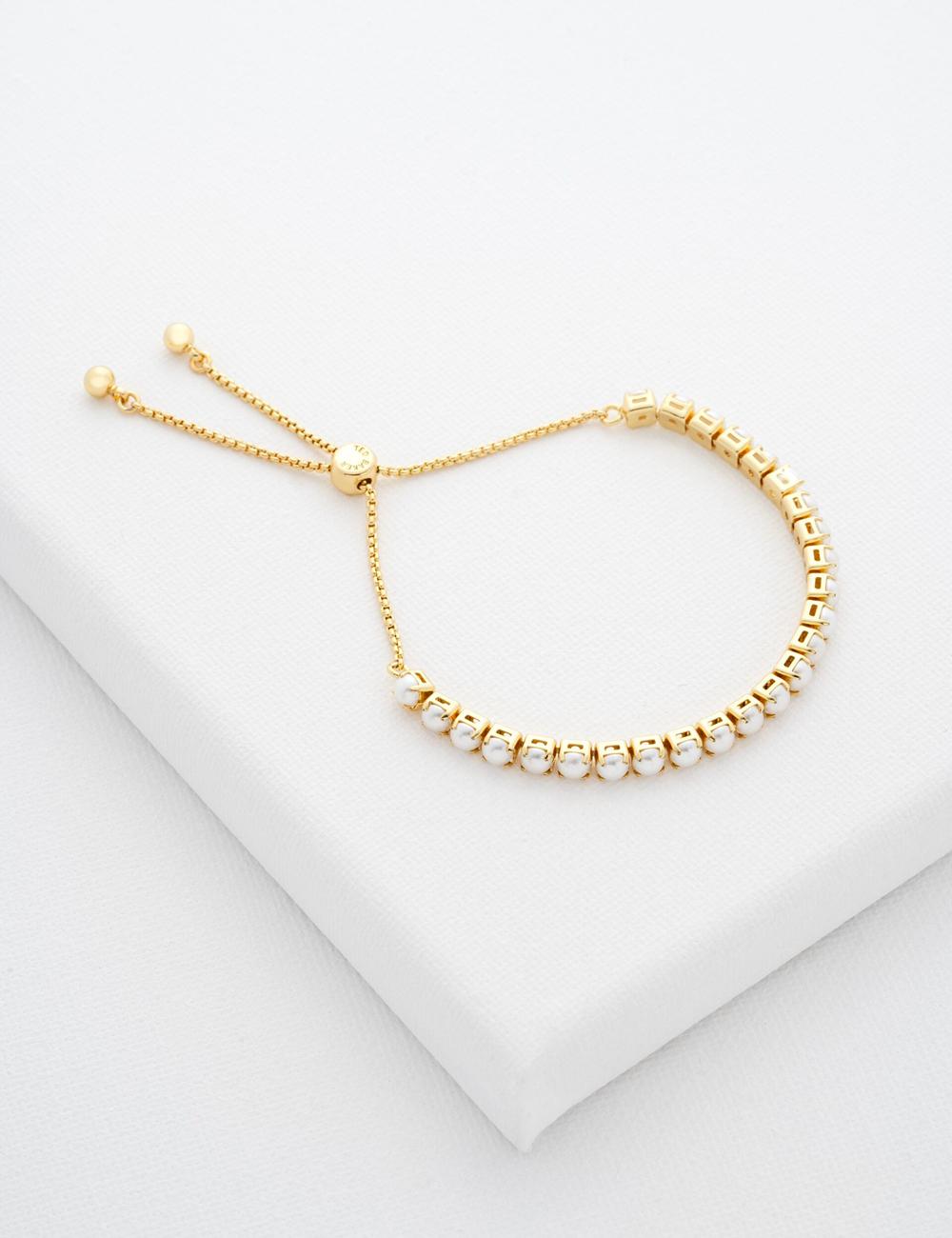 Gold Ted Baker PERRMEL - Pearl Adjustable Tennis Women Bracelets | Canada  QAS-258163