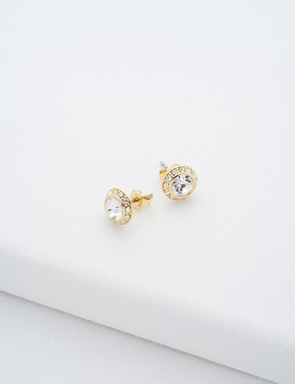 Gold Ted Baker SOLETIA - Solitaire Sparkle Crystal Stud Women Earrings | Canada  KBY-801576