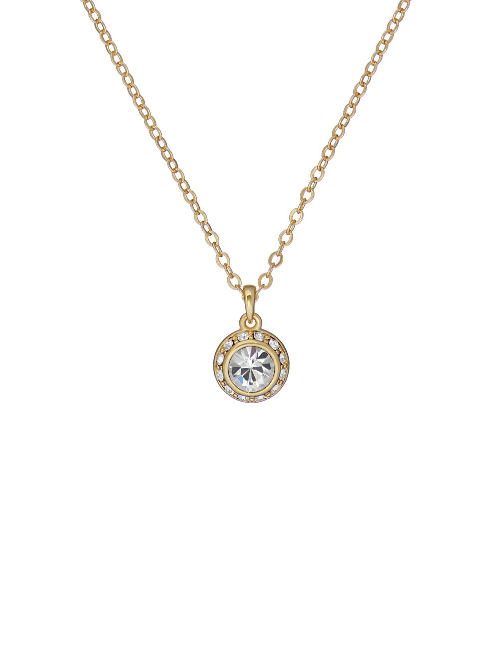 Gold Ted Baker SOLTELL - Solitaire Sparkle Crystal Pendant Women Necklaces | Canada  TLZ-912043