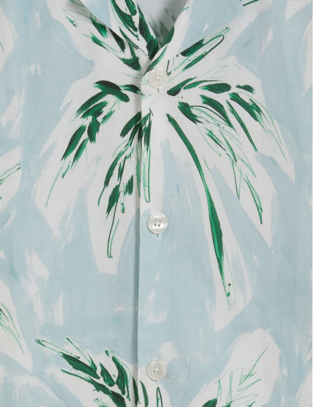 Green Ted Baker BOCHE - Short Sleeve Regular Tropical Palm Tree Men Casual Shirts | Canada  YUE-084591