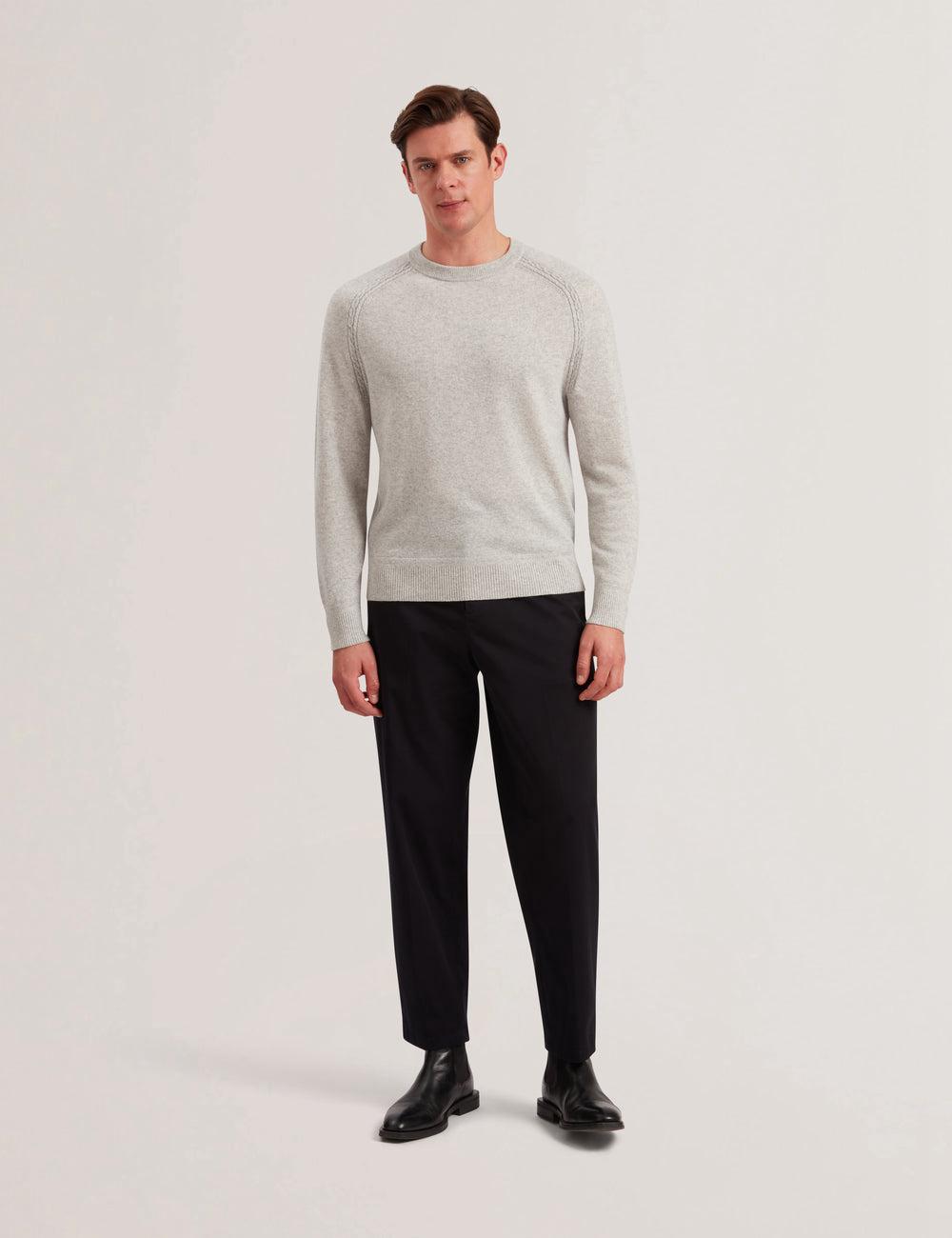 Grey Ted Baker GLANT - Cashmere Cable Detail Crew Neck Men Jumpers | Canada  AJX-107594