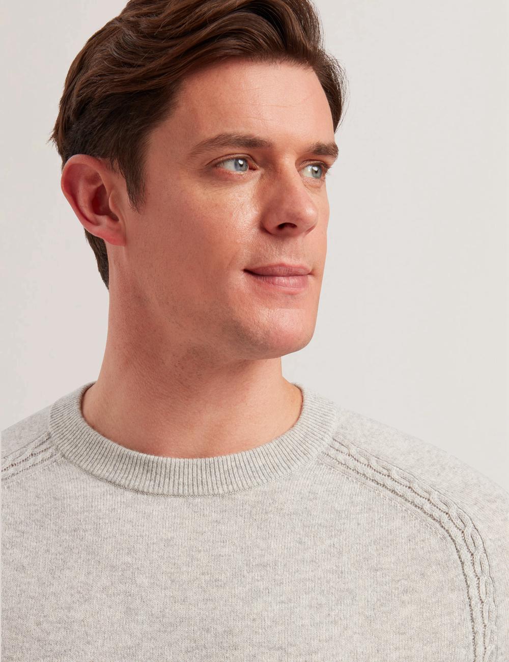 Grey Ted Baker GLANT - Cashmere Cable Detail Crew Neck Men Jumpers | Canada  AJX-107594