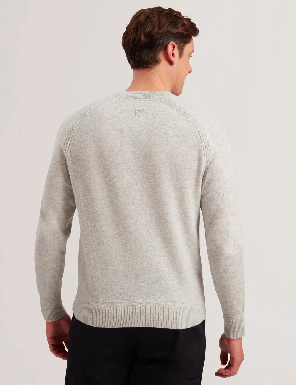 Grey Ted Baker GLANT - Cashmere Cable Detail Crew Neck Men Jumpers | Canada  AJX-107594