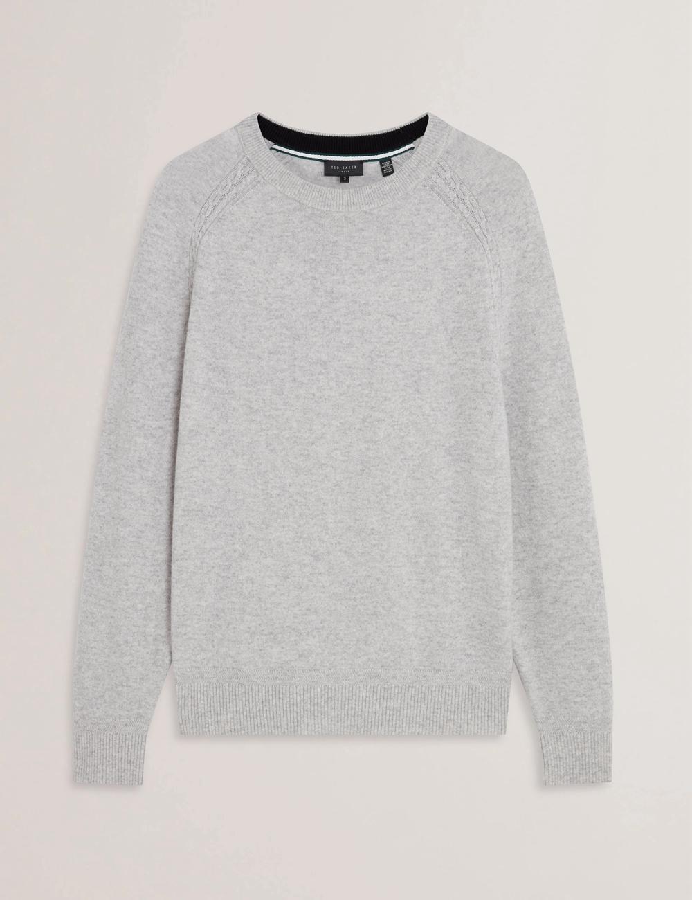 Grey Ted Baker GLANT - Cashmere Cable Detail Crew Neck Men Jumpers | Canada  AJX-107594
