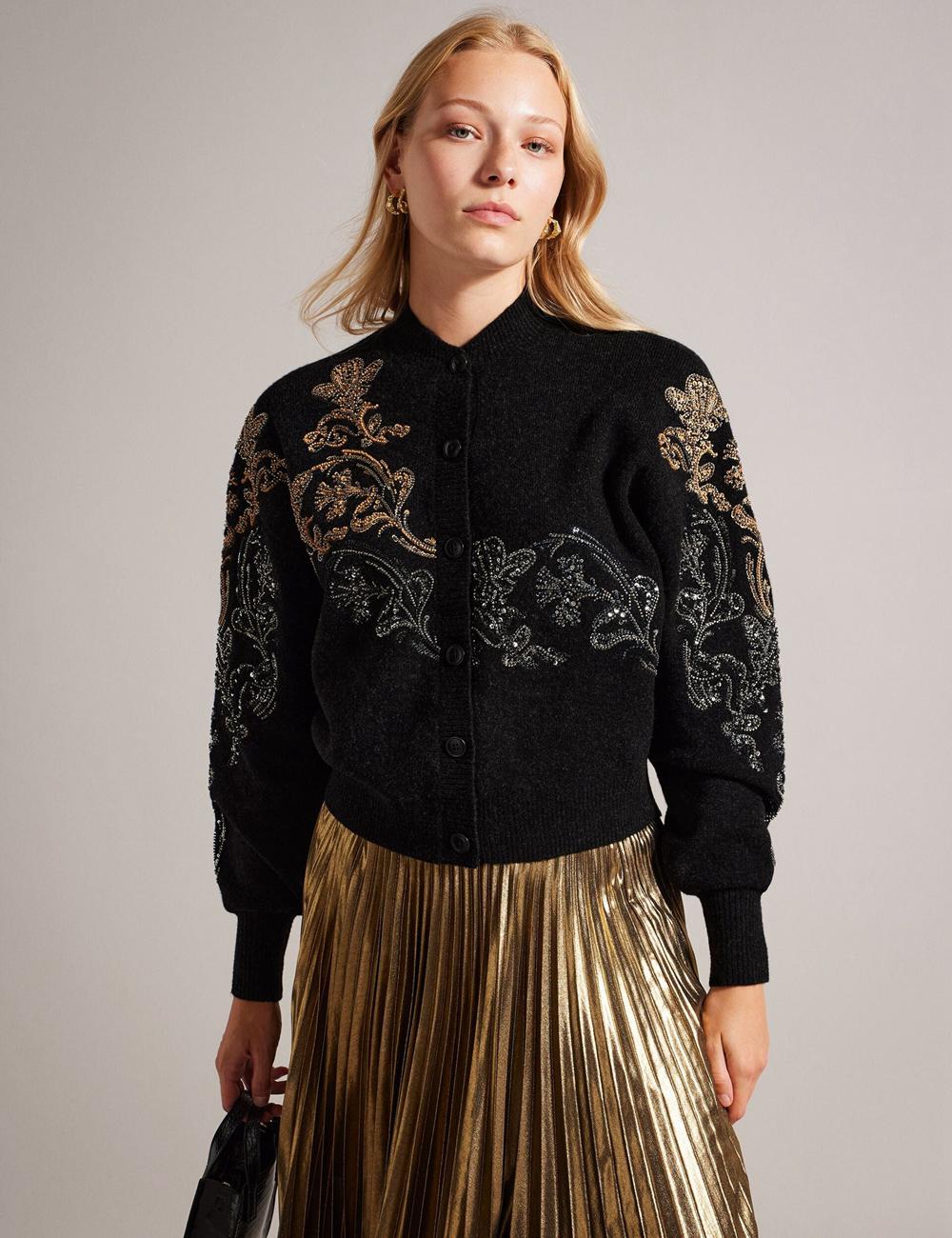 Grey Ted Baker JENIIYY - Sequin Embellished Wool Bomber Women Cardigans | Canada  TPR-398275