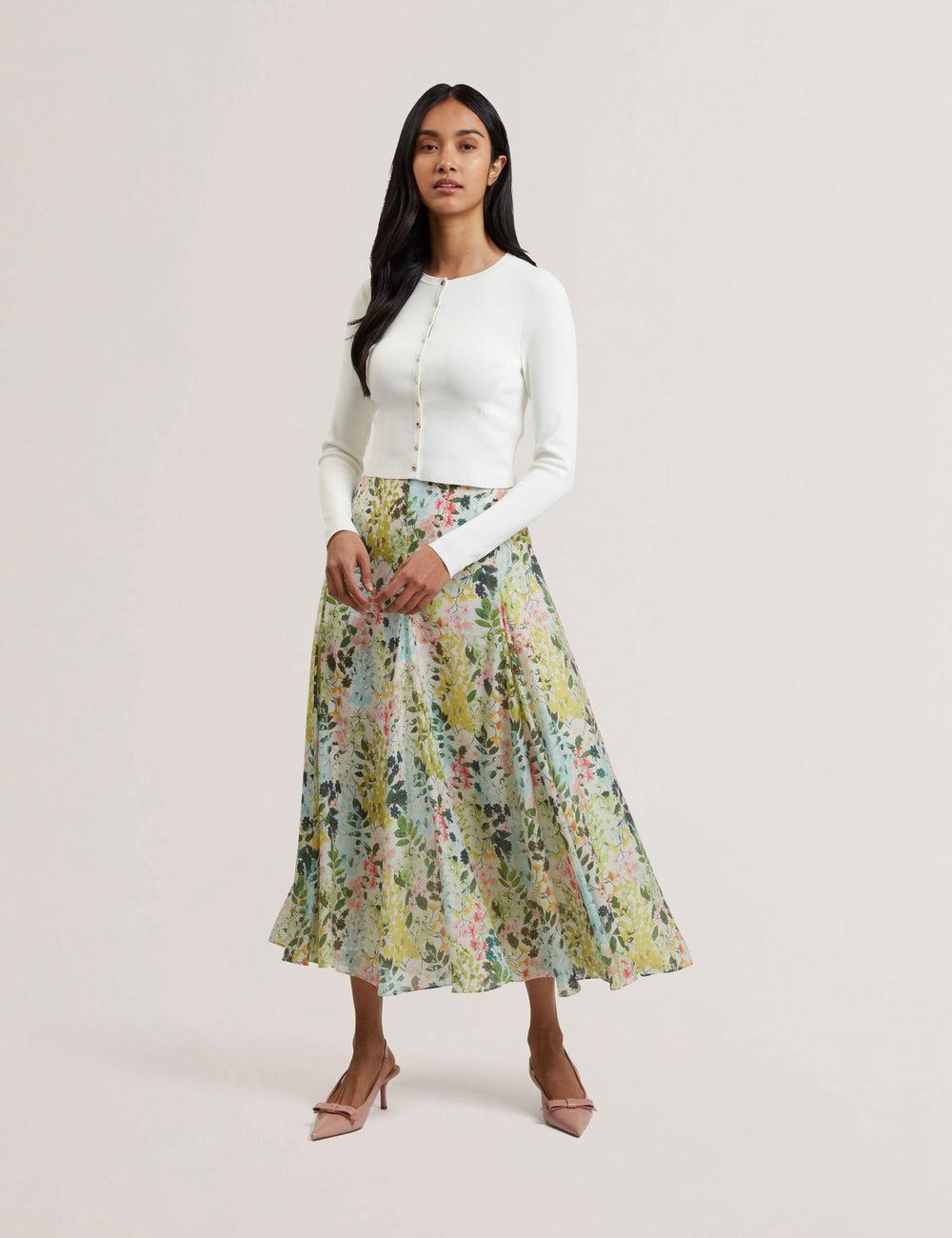 Ivory Ted Baker AZULLA - Floral A-Line Woven Women Midi Skirts | Canada  WJF-867052