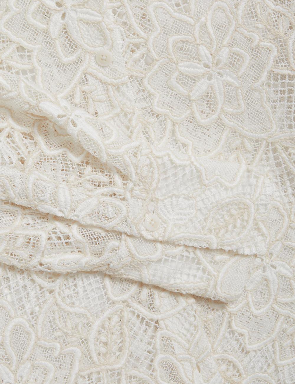 Ivory Ted Baker BLOND - Floral Lace Longline Cotton Shirt Women Tops | Canada  TIG-215893