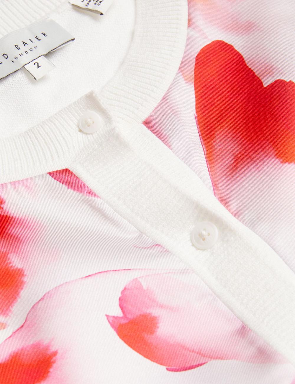 Ivory Ted Baker DARCIYY - Printed Front 3/4 Sleeve Women Cardigans | Canada  XFK-694730