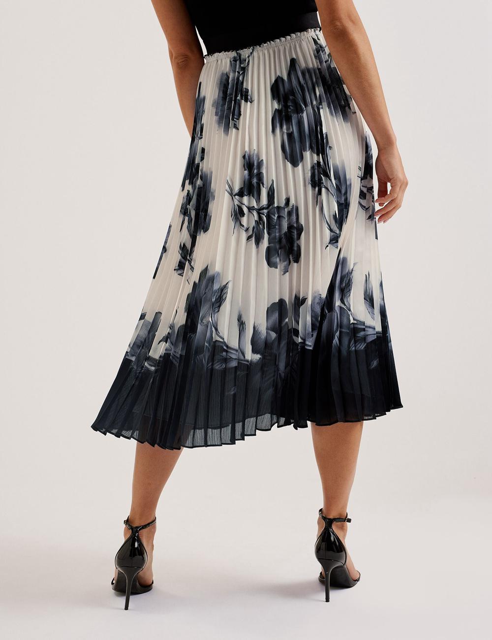 Ivory Ted Baker EMISTA - Monochrome Print Pleated Women Midi Skirts | Canada  VWQ-174859