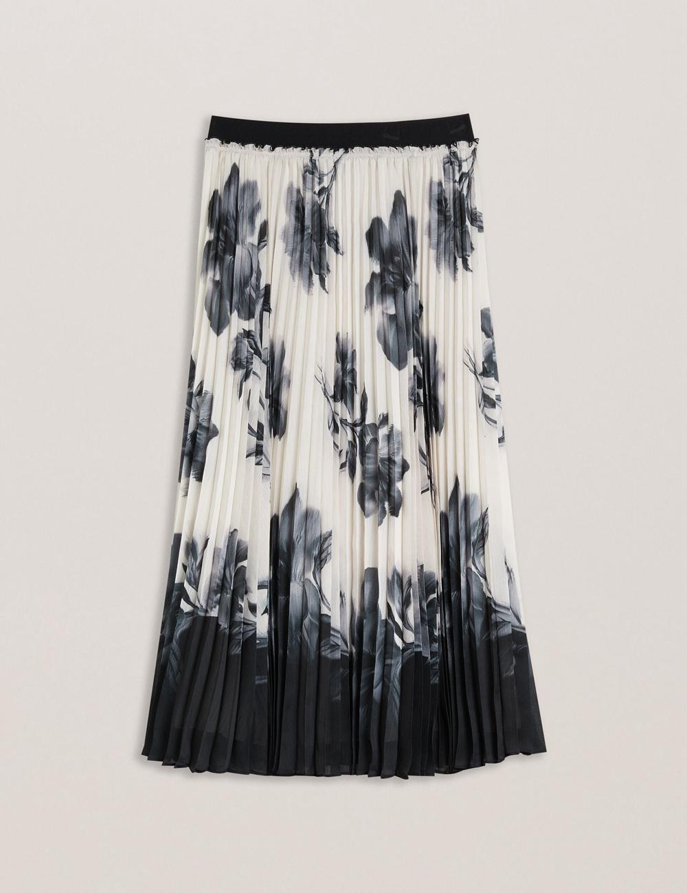 Ivory Ted Baker EMISTA - Monochrome Print Pleated Women Midi Skirts | Canada  VWQ-174859