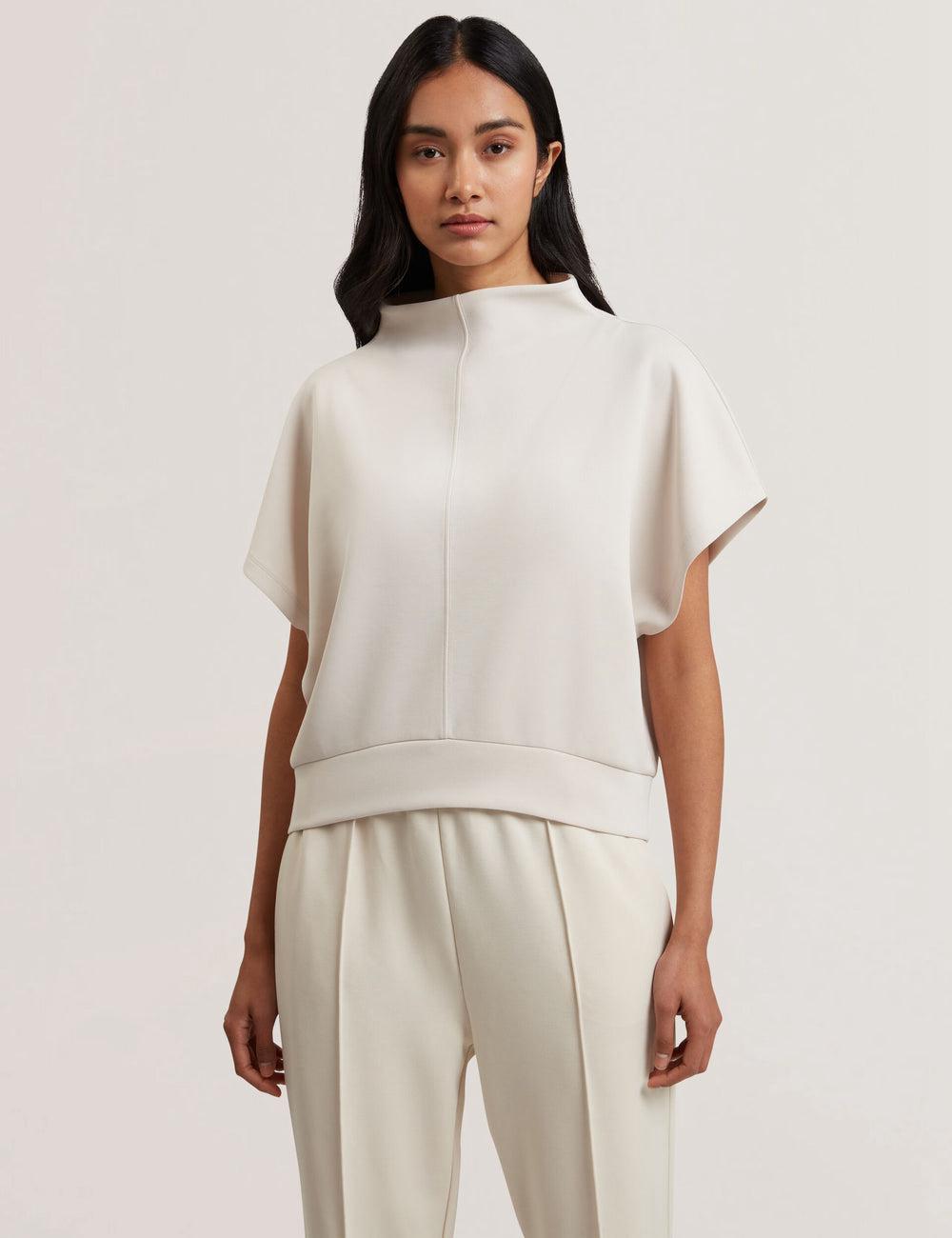 Ivory Ted Baker HALIYY - Funnel Neck Boxy Short Sleeve Women Sweatshirts | Canada  NUY-468925