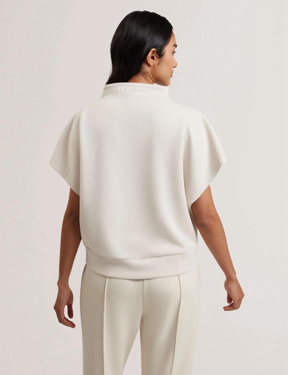 Ivory Ted Baker HALIYY - Funnel Neck Boxy Short Sleeve Women Sweatshirts | Canada  NUY-468925