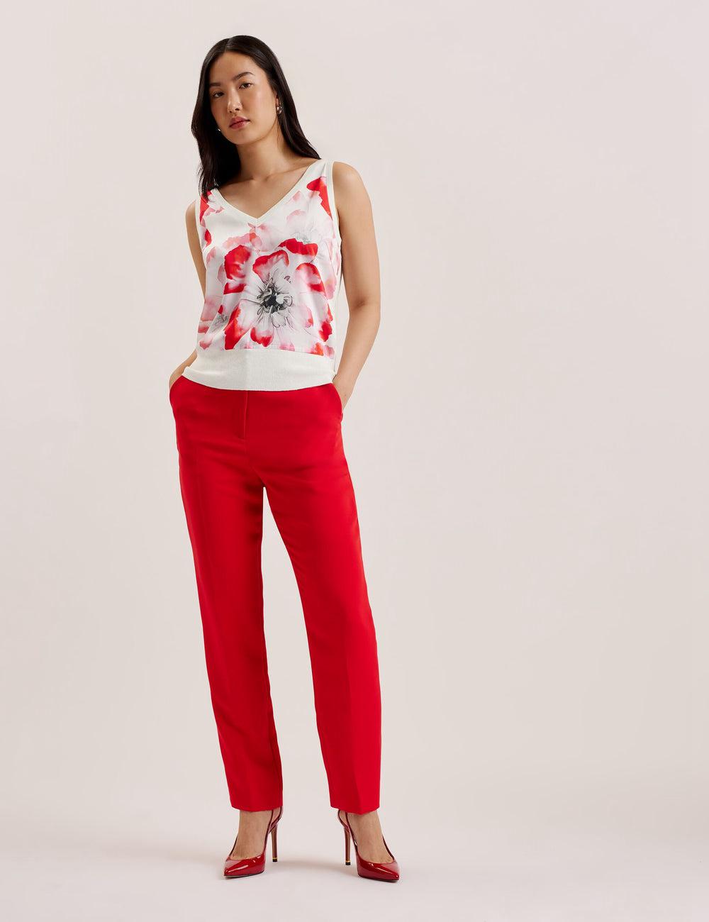 Ivory Ted Baker HEIDIII - Printed Panel V-Neck Knitted Vest Women Tank Tops | Canada  CZY-097251