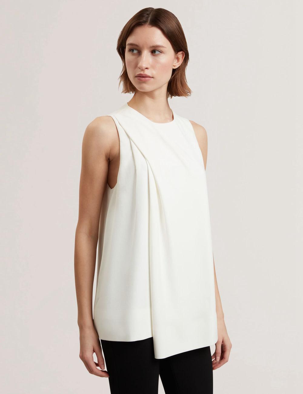 Ivory Ted Baker ICANA - Draped Front Asymmetric Sleeveless Women Tops | Canada  WIC-029635